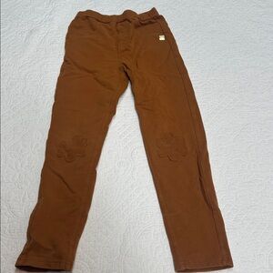 Deux par deux brown leggings size 8 girls with knee flower patches